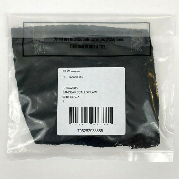 Free People Scalloped Lace Bandeau Bra Black Pullover Strapless Size S Small NWT - Picture 10 of 10